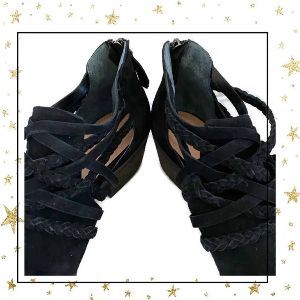 Caslon Black Suede Leather Braided Booties 9 9M